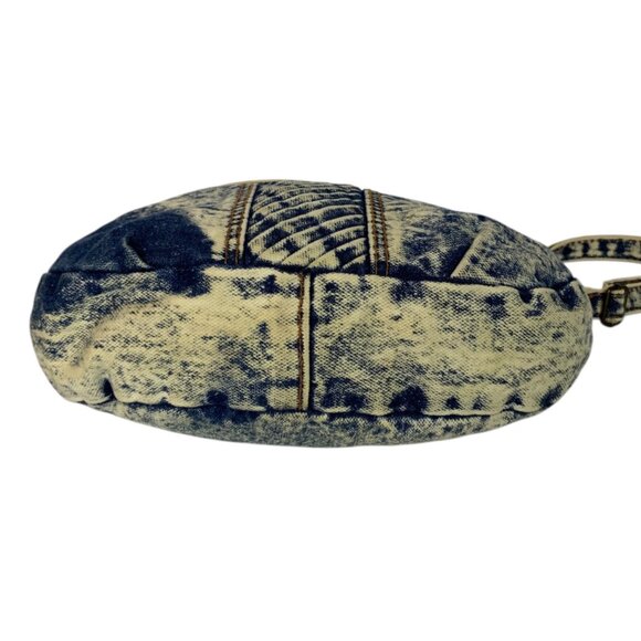 Vintage 80s Shane Acid Wash Denim Crossbody Bag Quilted Detail Adjustable Strap - Picture 3 of 6